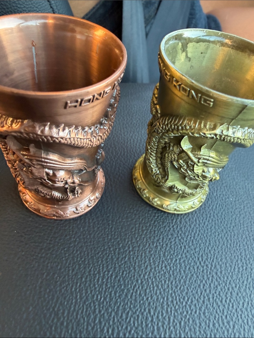 Ornate Dragon Shot Glass Set - Copper and Gold